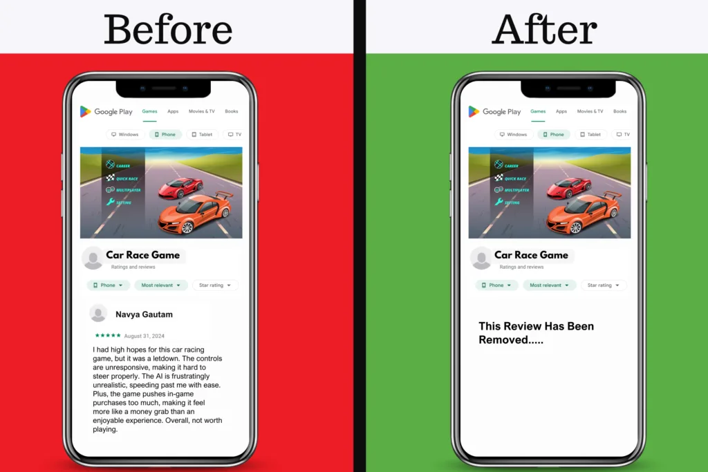 Google Play review removal
