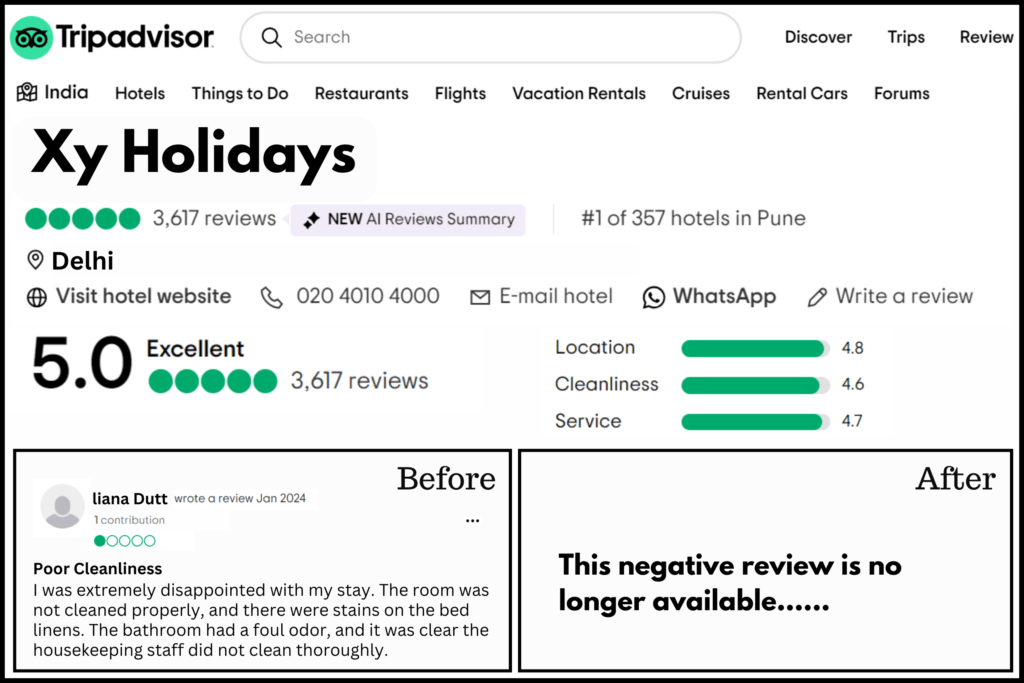 Tripadvisor review removal